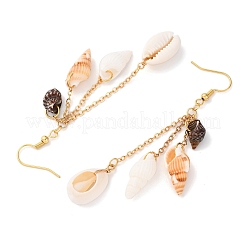 Болтающийся серьги оболочки естественно&nbsp;EJEW-TA00649