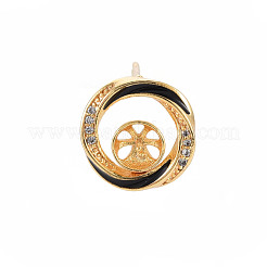 Латунные микро-паве прозрачные серьги-гвоздики из циркония&nbsp;KK-N233-125-NF