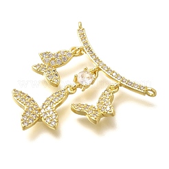 Подвески-бабочки из латуни с микропаве из прозрачного кубического циркония&nbsp;KK-M309-24G