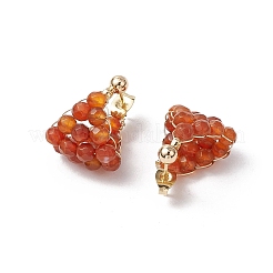 3 пара серег-колец из латуни с натуральным агатом&nbsp;EJEW-TA00620