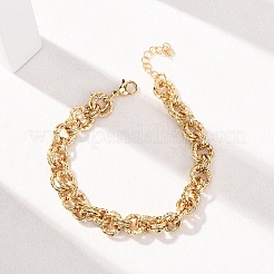 Браслеты-цепочки из кованой нержавеющей стали 304 с двойными кольцевыми звеньями для женщин&nbsp;BJEW-G780-06G-01