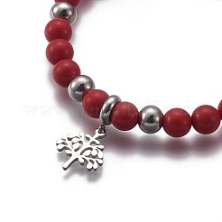 Круглые браслеты с подвесками из смешанных натуральных и синтетических камней&nbsp;BJEW-L648-08