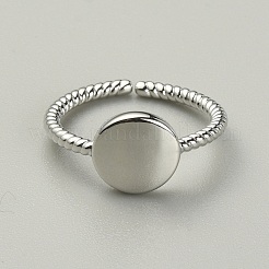 Латунное плоское круглое открытое кольцо-манжета RJEW-WH0004-25P