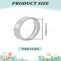 12 шт. гладкие кольца из нержавеющей стали&nbsp;RJEW-LP0001-03