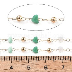 Цепочки из латунных и стеклянных бусин ручной работы&nbsp;CHC-L051-03KCG-03