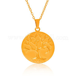 Плоские круглые подвески из нержавеющей стали 304 с деревом жизни для женщин&nbsp;JD5212-2