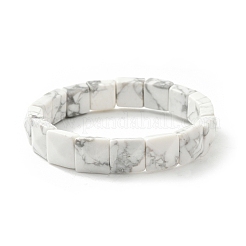 Квадратные синтетические бусины говлита эластичные браслеты для женщин и мужчин&nbsp;BJEW-C097-06V