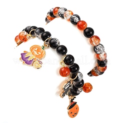 2 шт. браслеты из круглых стеклянных бусин с эффектом кракле&nbsp;BJEW-JB12484-02