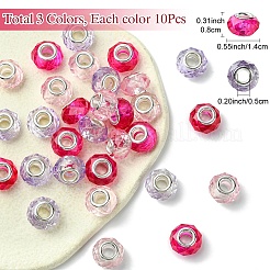 30шт 3 цвета стеклянные европейские бусины ручной работы&nbsp;GLAA-YW0004-21B