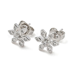 Серьги-гвоздики из латуни с микро-паве и прозрачным фианитом&nbsp;LS-EJEW-F383-07P