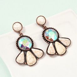 Серьги-гвоздики из сплава синтетической бирюзы&nbsp;LS-EJEW-U053-04A-R