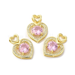 Латунные подвески из прозрачного и розового циркония с микропаве&nbsp;KK-E068-VA122-2