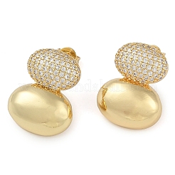 Серьги-гвоздики овальной формы с прозрачными циркониями&nbsp;EJEW-Q387-04G