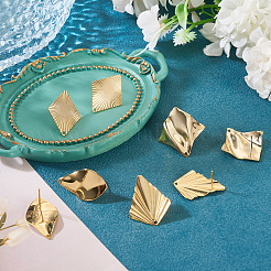 8 шт. 4 стиля латунных сережек-гвоздиков&nbsp;EJEW-TA0008-64