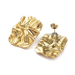 Ионное покрытие (ip) 304 нержавеющая сталь текстурированные прямоугольные серьги-гвоздики для женщин&nbsp;EJEW-P234-14G