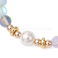 Браслеты из круглых бусин из синтетического лунного камня для женщин&nbsp;BJEW-JB11915-01