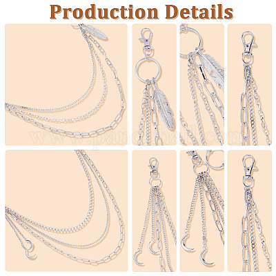 2 шт. 2 стиля сплава 3 слоя цепи ремень с кисточками для брюк&nbsp;AJEW-GF0011-95-1