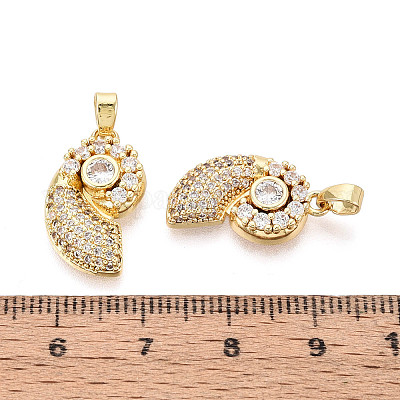 Латунные микропаве прозрачные подвески с фианитом&nbsp;KK-N259-11G-1