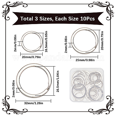 30 шт. 3 стиля железных разъемных колец&nbsp;IFIN-SP0001-19P-1