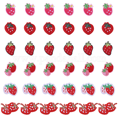 36 шт. 6 стиля клубники компьютерная вышивка тканевые самоклеящиеся нашивки&nbsp;PATC-FG0002-42-1
