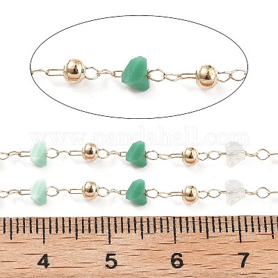 Цепочки из латунных и стеклянных бусин ручной работы CHC-L051-03KCG-03-1