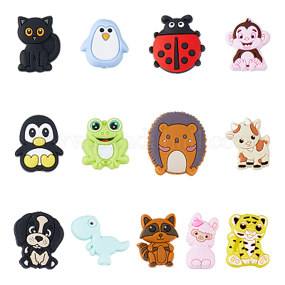 13шт 13 стильных силиконовых фокусных бусин ainmals&nbsp;SIL-DC0001-40-1