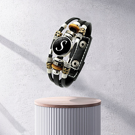 Браслеты из многорядного шнура с буквами из полиуретана WG6609E-19-1