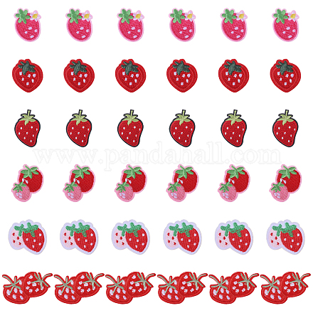 36 шт. 6 стиля клубники компьютерная вышивка тканевые самоклеящиеся нашивки&nbsp;PATC-FG0002-42-1