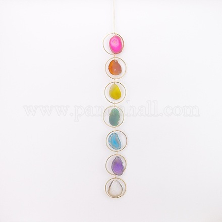 7 чакра радужная натуральная агатовая подвеска-ловец солнца&nbsp;HJEW-H065-09-1