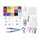 DIY Keychain & Phone Strap Making Kits, Round Plastic Beads, Animal & Square ABC Plastic Pegboards, Plastic Tweezers & Clasp Findings, Iron Split Key Rings & Strap, Mixed Color, 5mm