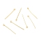 Brass Eye Pins, Real 18K Gold Plated, 35x3x0.7mm, Hole: 1.5mm