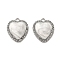 Alloy Enamel Pendants, with Rhinestone, Heart Charm, Platinum, 21x18x3mm, Hole: 1.8mm