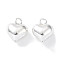 925 Sterling Silver Charms, Heart, Silver, 10x8x5mm, Hole: 1.6mm