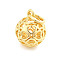 Brass Pendants, Hollow, Rack Plating, Long-Lasting Plated, Lead Free & Cadmium Free, with Jump Ring, Golden, Round, 11x9mm