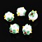 Handmade Lampwork Beads, Round with Flower, White, 11~16mm, Hole: 1.2~2mm