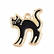Alloy Enamel Pendants, Cat Charm, Golden, 21.5x19x1mm, Hole: 2mm