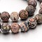 Frosted Round Natural Leopard Skin Jasper Bead Strands, 6mm, Hole: 0.8mm, about 56~58pcs/strand, 14.76''(37.5cm)