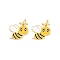 Brass Enamel Pendants, Bees Charms, Long-Lasting, Rack Plating, Lead Free & Cadmium Free, Real 18K Gold Plated, with Jump Ring, Yellow, 12x14.5x2mm, Jump Ring: 5x1mm, Inner Diameter: 3.5mm
