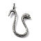 Tibetan Style Alloy Pendants, Snake Charms, Antique Silver, 56.5x35x7mm, Hole: 8x4.5mm