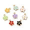 Alloy Enamel Charms, Golden, Flower Charms, Mixed Color, 12.5x10x1.5mm, Hole: 1.6mm