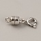 Alloy Magnetic Clasps, with Spring Ring Clasps, Column, Platinum, 19mm, Column: 11.5x5mm, Hole: 1.8mm