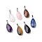 Natural & Synthetic Mixed Gemstone Pendants, with Brass Platinum Tone Findings, Faceted, Teardrop Charm, 29~30.5x13x6~7mm, Hole: 4x3.5mm