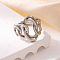 201 Stainless Steel Oval Link Chain Cuff Rings, Stainless Steel Color, Inner Diameter: 18mm