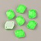 36Pcs Fluorescence Glass Connector Charms, Faceted Irregular Rhombus Shape, Lime, 10x8x3.5mm, Hole: 1mm