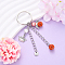 Glass Pearl & Alloy Keychian, with Iron Findings, Angel, Orange Red, 100mm