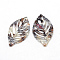 Cellulose Acetate(Resin) Pendants, Leaf, Coconut Brown, 38.5x22x2.5mm, Hole: 1.5mm