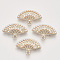 Eco-Friendly Alloy Pendants, with ABS Plastic Imitation Pearl Beads, Fan, Light Gold, 19x26.5x3mm, Hole: 2mm