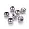 201 Stainless Steel Beads, with Rubber Inside, Slider Beads, Round, Stainless Steel Color, 10x8mm, Hole: 4mm, Rubber Hole: 3mm
