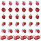 36Pcs 6 Styles Strawberry Computerized Embroidery Cloth Self Adhesive Patches, Stick On Patch, Costume Accessories, Appliques, Red, 23~45x20~50x1.5~2mm, 6pcs/style