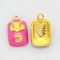 Golden Tone Alloy Enamel Pendants, Telephone Sets, Deep Pink, 19x12x7mm, Hole: 2mm